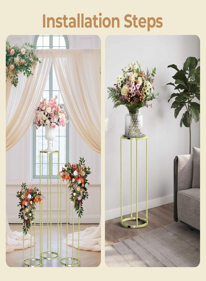 FAHKNS 3PCS Metal Cylinder Pedestal Stand for Party Display Columns Pedestal Stand Cylinder Tables for Weddings Party Birthday Festival Decorations - Image 4